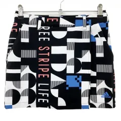 【美品】アディダス ストレッチスカート 黒×白×ピンク 総柄 内側インナーパンツ レディース S ゴルフウェア 2023年モデル adidas