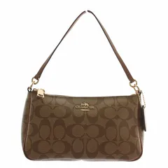 コーチ COACH ハンドバッグ ショルダー 2WAY PVC レザー シグネチャー 総柄 ロゴ ゴールド金具 茶色 ブラウン F58321 /XZ ■GY18