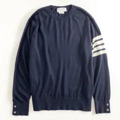 56g2 THOM BROWNE トムブラウン 長袖 クルーネック ニット セーター トップス 4バー MKA002A-00014415 4 ネイビー ウール イタリア製のサムネイル