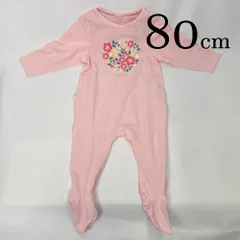 ap9872 OBAiBi オバイビ BABY ベビー ロンパース 80 18M 80cm ホワイト ピンク 花柄 ハート スナップボタン 靴下一体 暖かい 長袖 滑り止め 通気性 吸水性  18ヶ月 OBAÏBI