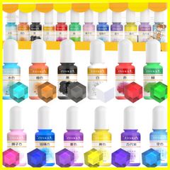 AOSKEN 高濃度 レジン 着色剤 レジン液 着色剤 UVレジン用染料 高発色 UVレジン用染料 エポキシ樹脂顔料 少量で濃く美しい発色 (高透12色×10gセット) (高透12色×10gセット)