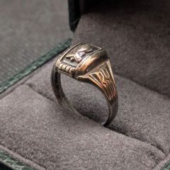 F”シグネットリング 18K GF 刻印 イニシャル ピンキー ゴールドフィルド M”シグネットリング 10K GF ゴールドフィルド イニシャル 刻印