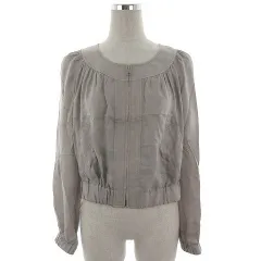 アンタイトル UNTITLED ノーカラージャケット 長袖 ジップアップ 薄手 無地 2 グレー アウター /THH