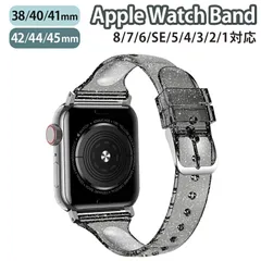 applewatch series 9/8/7/6/SE/5/4/3/2/1 (38mm/40mm/41mm/42mm/44mm/45mm) 対応 バンド ベルト スライド式 シリコン ラメ クリア 薄型 キラキラ ブラック 【w043-】【★A】