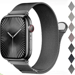 EPULY コンパチブル アップルウォッチバンド 49mm 46mm 45mm 44mm 42mm 41mm 40mm 38mm Apple Watch用のバンド マグネットクラスプ ステンレス鋼 メッシュ 通気 男女兼用 長さ調節 Wat