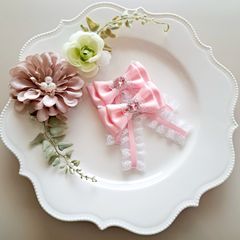 ヘアアクセサリー 推し活リボン 2個セット 推しカラー 推し事 ヘアアレンジ アイドル パステルピンク ピンク 参戦アクセ 結婚式 卒業式 入学式  ラッピング