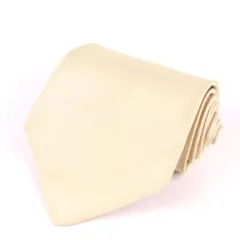 ヒルトン ブランドネクタイ ワイドタイ ソリッド 無地 シルク イタリア製 メンズ ベージュ HILTON 【中古】