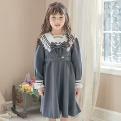 【チャコールグレー】レース使いのセーラーワンピース キッズ TAK キャサリンコテージ