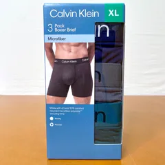 カルバンクライン ロゴ入り ボクサーブリーフ 3枚セット XLサイズ メンズ ネイビー グレー グリーン 紺 緑 下着 CK CalvinKlein ボクサーパンツ 人気