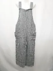 ◇ ⊂ ノーブランド ギンガムチェック柄 サロペット サイズF ブラック ホワイト レディース E  【1503040004629】