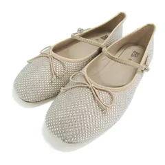 ザラ バレエシューズ ストラップ リボン スタッズ フラットシューズ フォーマル 靴 キッズ 女の子用 33サイズ ベージュ系 ZARA 【中古】