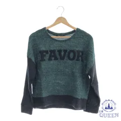 ☆美品☆ Iky Bomber トップス ニット Ｕネック 袖切り替え 長袖 レディース グリーン ブラック M 901-5096 送料無料 古着