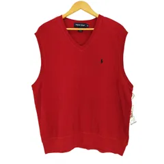 ポロゴルフラルフローレン POLO GOLF RALPH LAUREN USA製 ポニー刺繍 コットン Vネックベスト メンズ import：XL 