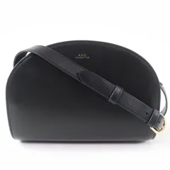 美品☆A.P.C. アーペーセー ロゴ入り ハーフムーン 半月型 レザー ショルダーバッグ ブラック 保存袋付き レディース