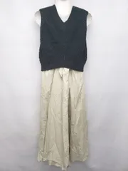 ◇ mystic ニット フレア ワンピース カットソー セットアップ アンサンブル サイズ2 ベージュ ブラック レディース P  【1402270018263】