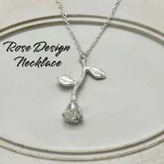 N002-b ネックレス バラ 薔薇 花 レディース 新品 女性 シルバーカラー