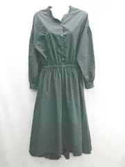 ◇ ⊇ apart by lowrys ウエストゴム Ｖネック 長袖 ロング丈 ワンピース サイズF ブラック レディース E  【1501230049887】