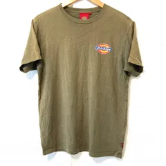 (^w^)b Dickies ディッキーズ クルーネック 半袖 Tシャツ コットン100% TEE ワンポイント ロゴプリント トップス ストリート スポーティ 爽やか アメカジ カーキ メンズ 男性 サイズ M