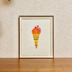 新品☆額縁付アートポスター(BRUCE MCGAW GRAPHICS)☆アンディ・ウォーホル（Andy Warhol）☆ポップアート☆Ice Cream Dessert, c. 1959 (red and pink)☆アイス☆121