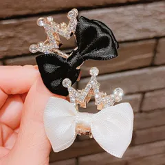 ヘアピン リボン クリップ ラインストーン 王冠 ヘアアクセサリー ドレス 子供 女の子 キッズ 浴衣 七五三 発表会 パーティー 2個セット 送料無料 メール便