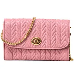 コーチ バッグ COACH カーフレザー キルティング ターンロック チェーン リストレット 2way クラッチ クロスボディー 斜めがけ ショルダー バッグ ピンクペタル 76823