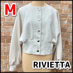 未使用品　RIVIETTA　リヴィエッタ　カーディガン　ジャケット　Mサイズ　金ボタン　パフスリーブ　オフホワイト　通勤/通学/普段着　現状品　YMO10-066-07/60