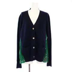 sacai luck - サカイラック ニットカーディガン 長袖 パール ビジュー 装飾 2 紺 グレー サカイラック ニットカーディガン 長袖 パール ビジュー 装飾 2