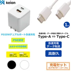 【新品正規品/KSPT-56＋Type-A to Type-C 1m】AC式充電器 折りたたみ式 2ポート ACアダプタ Type-C Type-A USBケーブル 急速充電 おまかせ充電 QuickCharge QC3.0対応 データ転送 高耐久
