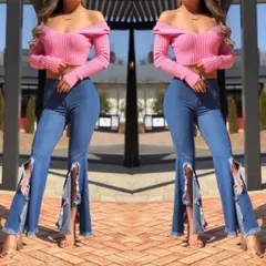 【Vibrant M.i.U】 フレアスリットワイドデニムパンツ