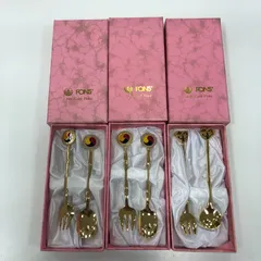 A最終処分価格！【まとめ売り】FONS 韓国 24K gold plate デザート スプーン & フォーク 食器 カトラリー