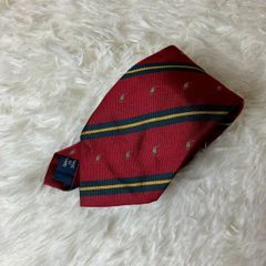 ラルフローレン ネクタイ シルク100％ ストライプ ポニー 総柄 赤 ★お値段交渉を受け付けます。