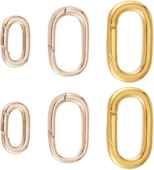 PH PandaHall 6個 3スタイル スプリングキーホルダー 真鍮製キークラスプ 楕円形のゴールドカラビナ スナップ クリップ フック トリガー バックル DIY用ネックレス延長/短縮 キーチェーン バッグ ハンドバッグ( ミックスカラー)