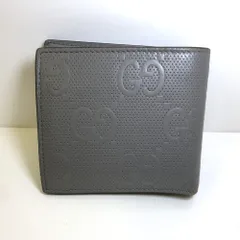 07w19261 Gucci　グッチ　折り畳み財布　GG　エンボス　グレー  二つ折り財布  【中古品】