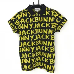 ★特価★【美品】ジャックバニー 半袖ポロシャツ 黒×イエロー ロゴ総柄  レディース 1(M) ゴルフウェア 2022年モデル Jack Bunny