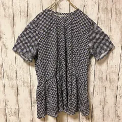【bittersyrup】半袖へプラムブラウス【3L】総柄 ダイヤ柄 大きめ　丸首　古着　カジュアル　送料無料　ゆったり　シャツのサムネイル