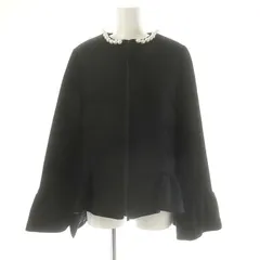 ヨーコチャン YOKO CHAN フェイクパール装飾 ウールショートコート ノーカラー ジップアップ 38 黒 ブラック /DF ■OSのサムネイル