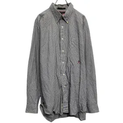 TOMMY HILFIGER 長袖 ストライプシャツ XXL ブラック ビッグサイズ トミーヒルフィガー ポケット 古着卸 アメリカ仕入 a701-7497のサムネイル