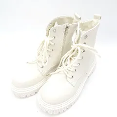 ■ Θ Lace Ladies レースレディース 厚底 レースアップ ショート ブーツ サイズ38 オフホワイト レディース E  【1503060029756】