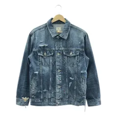 AG adriano Goldschmied / エージーアドリアーノゴールドシュミット | Distressed Denim Jacket / ビー 蜂 ダメージ加工 デニムジャケット | M | インディゴ | レディース