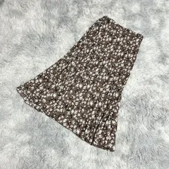 【良品】lowrys farm  ローリーズファーム  ロングスカート【F】プリーツ  ガーリー  フェミニン  総柄  レディース  茶系  ブラウン  【送料無料】
