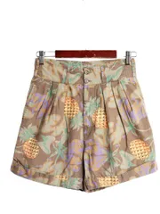 【お得なクーポン配布中!】 90s OLD GAP 総柄 3タック ショートパンツ レディース 29 XS / 90年代 オールド ギャップ ショーツ コットン 短パン 裾ダブル ハイウエスト