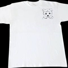オリジナルデザイン仔犬ワンポイント/ホワイトTシャツ/Printstar5.6オンスヘビーウェイトTシャツ