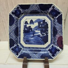 染付牡丹紋様 角大皿 在名有り - メルカリ