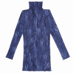 90s 1996 PLEATS PLEASE ISSEY MIYAKE プリーツプリーズ イッセイミヤケ 総柄 ムラ染め トップス 長袖  ネイビー レディース 【中古】 /TNT