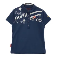 サイズ：L LECOQ GOLF ルコックゴルフ  半袖ポロシャツ ロゴ柄 ネイビー系 [240001827077]# ゴルフウェア レディース ストスト