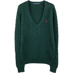 古着 ラルフローレン Ralph Lauren RALPH LAUREN SPORT ケーブル編み Vネック コットンニットセーター レディースM相当/eaa391242