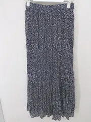 ◇ LOWRYS FARM ウエストゴム 花柄 ロング ギャザープリーツ スカート サイズF ネイビー マルチ レディース  【中古】 【1206200006128】