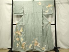 平和屋本店□超希少 東京友禅 久呂田明功 訪問着 葡萄蔦の葉文 鬼しぼ