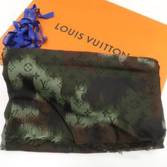 LOUIS VUITTON エトール・イカット MP2695 モノグラム カモフラージュ 2020秋冬 迷彩 コットン シルク 箱付 ストール ルイヴィトン ◆送料込◆質屋-11032