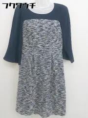 ◇ Rew de Rew ルーデルー 切り替え 七分袖 膝丈 ワンピース サイズM ネイビー系 レディース  【1109240007677】